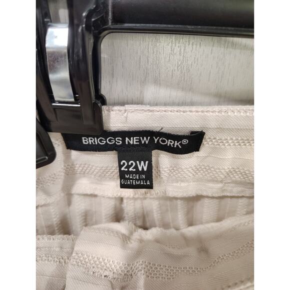 Briggs New York Women's Beige Striped Wide Leg Pants Plus Size 22W 100% Cotton - Picture 3 of 8